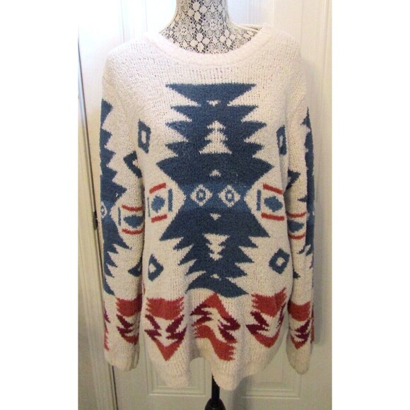 Jodifl Womens Fluffy Very Soft Aztec Southwestern Pullover Sweater Size M - Picture 1 of 6